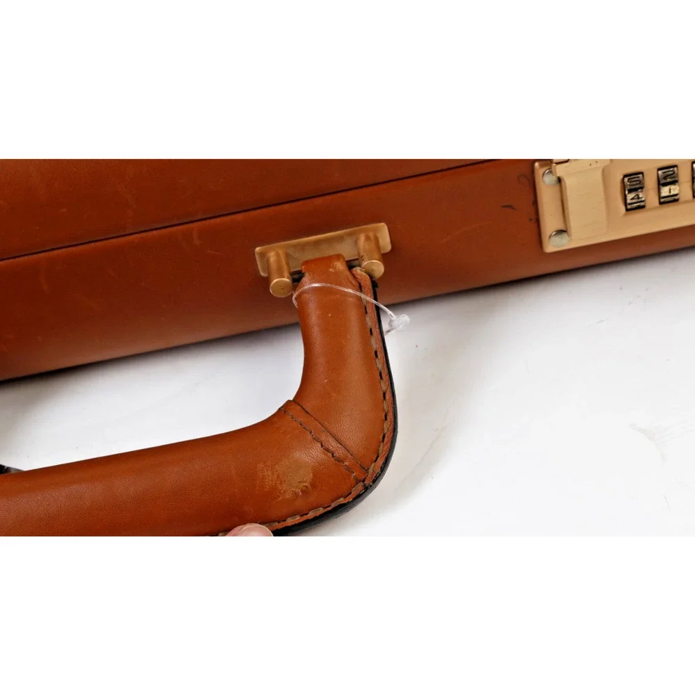 Vintage Coach Briefcase British Tan Leather Hardside Attache Presto Combination